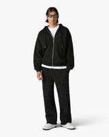 Black Applique Monogram Zip-Up Hooded Sweatshirt