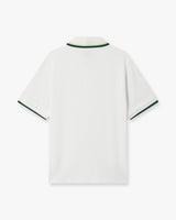 White Striped Velour Zip-Up Long Sleeve Shirt