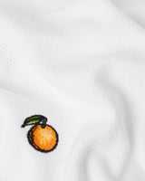 White Icon Quarter Zip Embroidered Short Sleeve Polo Shirt