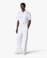 White Icon Quarter Zip Embroidered Short Sleeve Polo Shirt