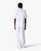White Icon Quarter Zip Embroidered Short Sleeve Polo Shirt