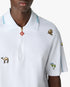 White Icon Quarter Zip Embroidered Short Sleeve Polo Shirt