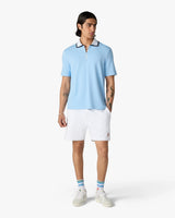 Pale Blue Pique Quarter Zip Short Sleeve Polo Shirt