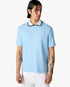 Pale Blue Pique Quarter Zip Short Sleeve Polo Shirt