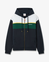 Navy & Green Panelled Zip-Up Hooded Sweatshirt