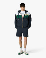 Navy & Green Panelled Zip-Up Hooded Sweatshirt