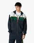Navy & Green Panelled Zip-Up Hooded Sweatshirt