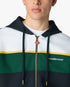 Navy & Green Panelled Zip-Up Hooded Sweatshirt