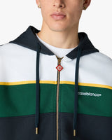 Navy & Green Panelled Zip-Up Hooded Sweatshirt