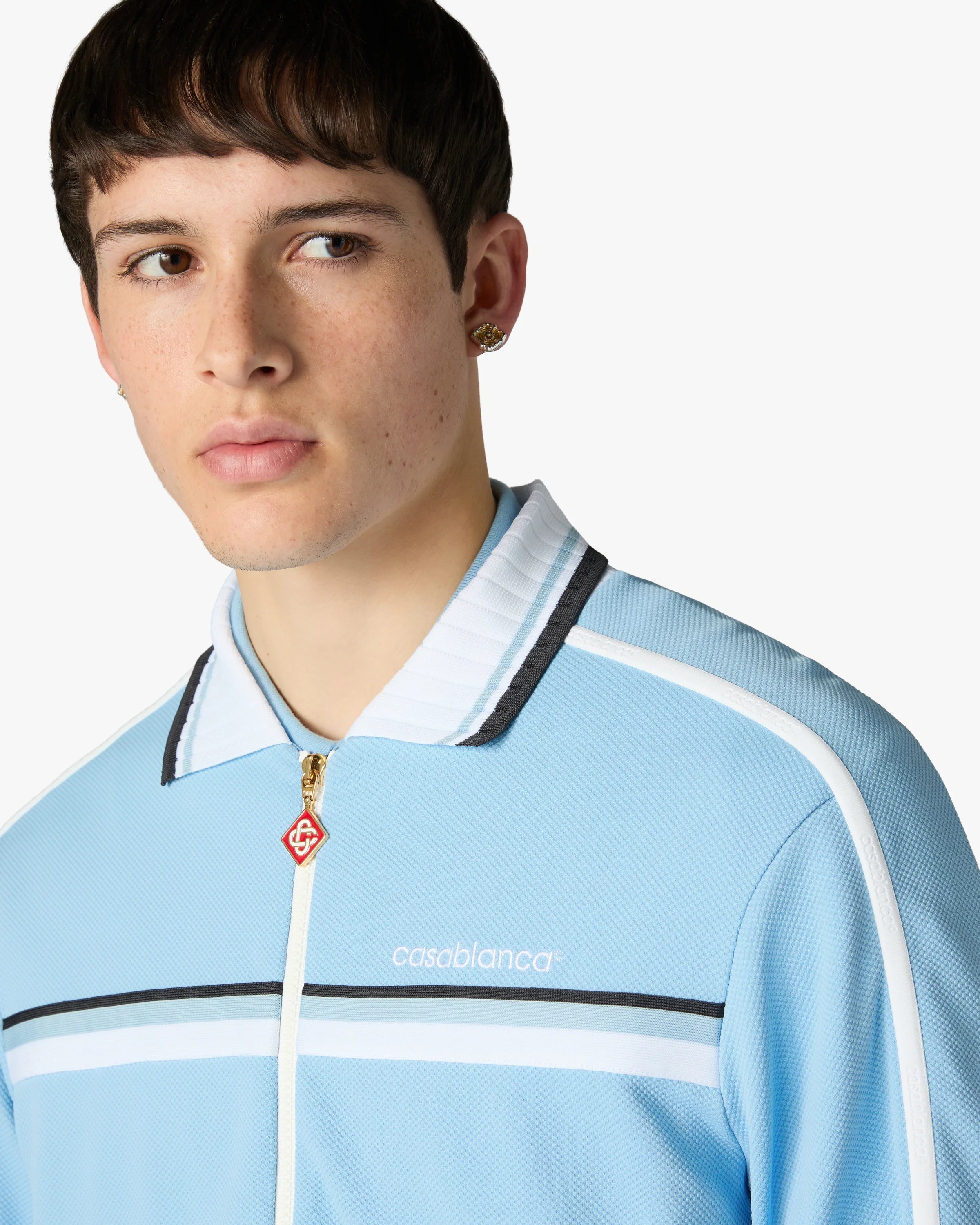 Pale Blue Pique Track Jacket