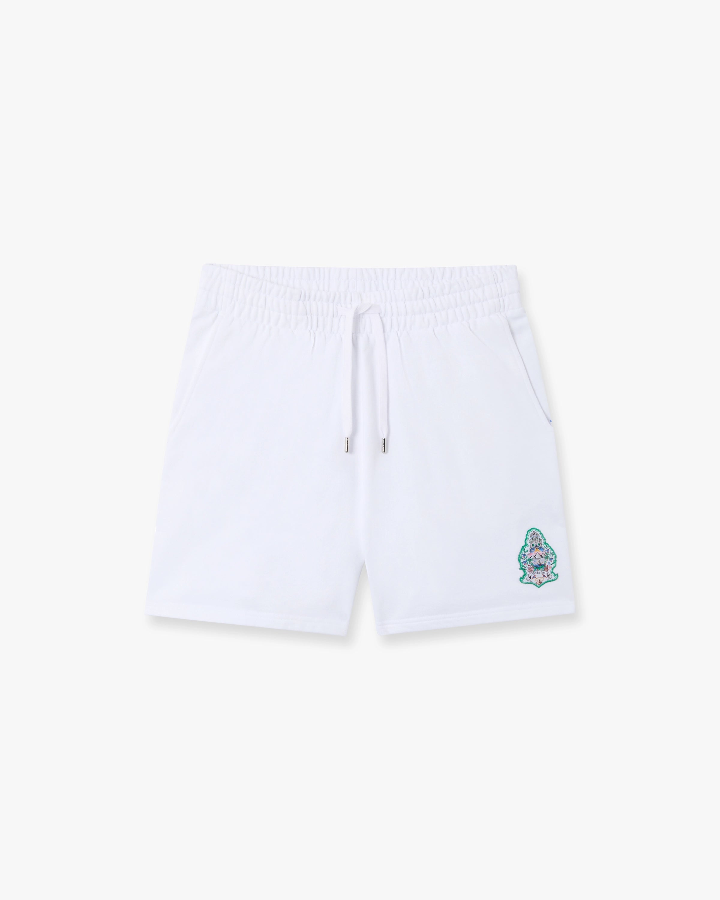 White Hotel Emblem Embroidery Patch Sweatshorts