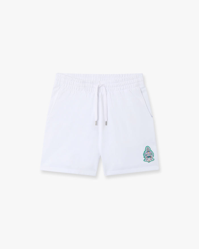 White Hotel Emblem Embroidery Patch Sweatshorts