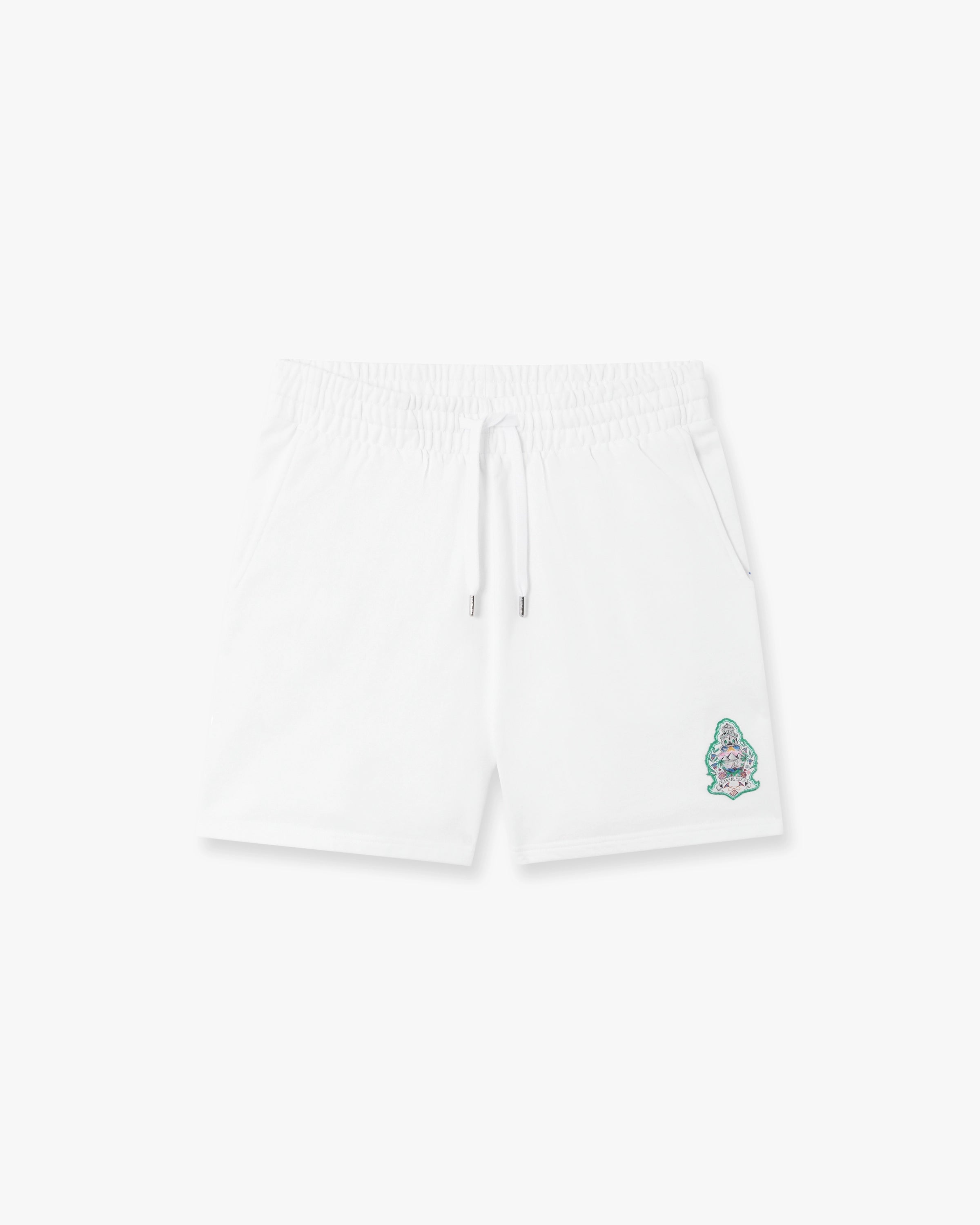 Short de survêtement blanc à écusson brodé Hotel Emblem