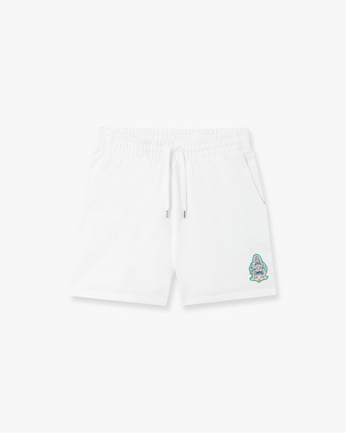 Short de survêtement blanc à écusson brodé Hotel Emblem