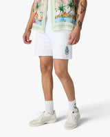 White Hotel Emblem Embroidery Patch Sweatshorts