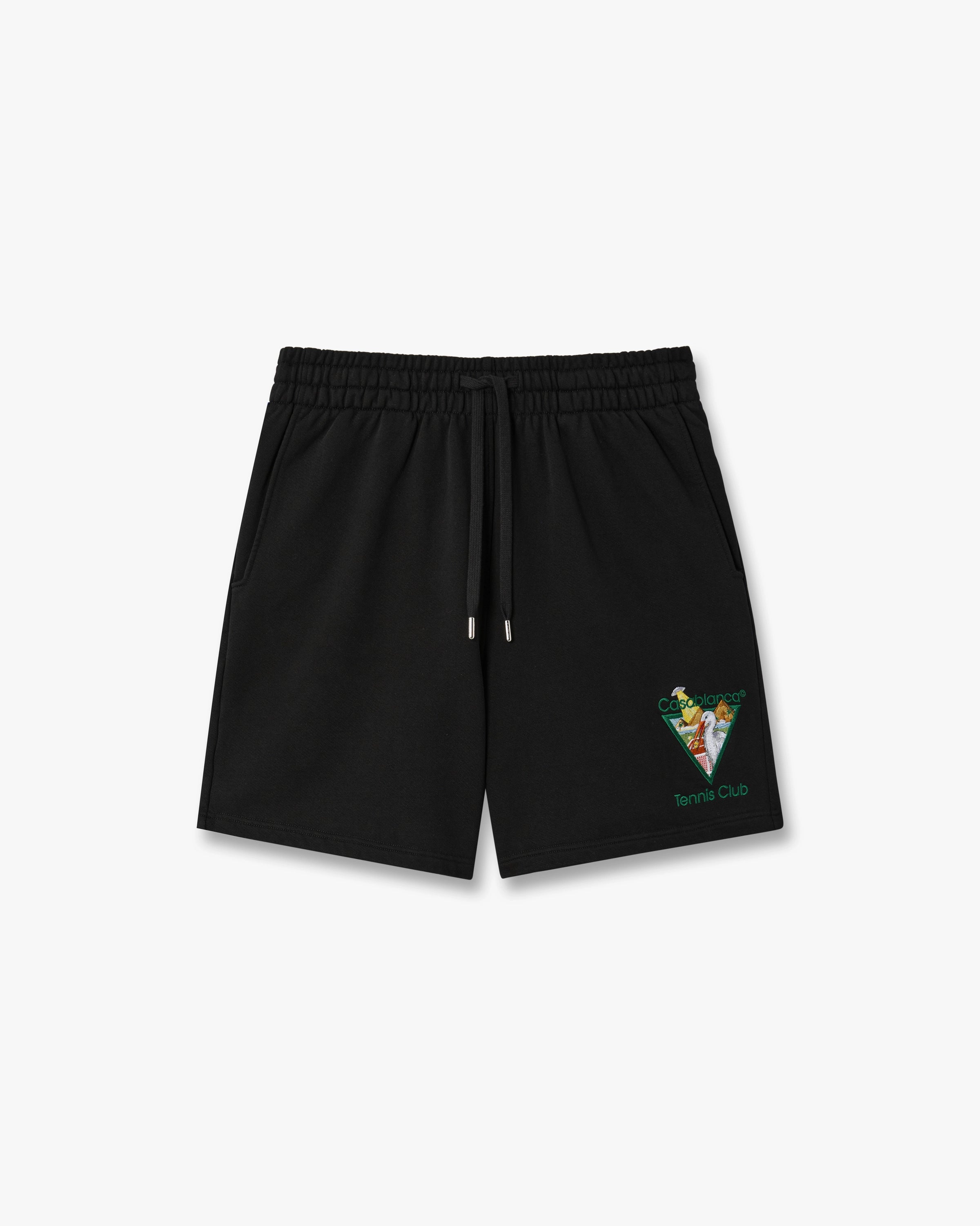 Black Tennis Club Icon Pyramid Abduction Embroidered Sweatshorts