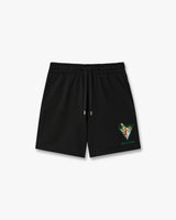 Black Tennis Club Icon Pyramid Abduction Embroidered Sweatshorts
