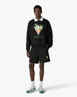 Black Tennis Club Icon Pyramid Abduction Embroidered Sweatshorts