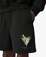 Black Tennis Club Icon Pyramid Abduction Embroidered Sweatshorts