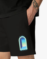 Short de survêtement noir et vert menthe L'Arche