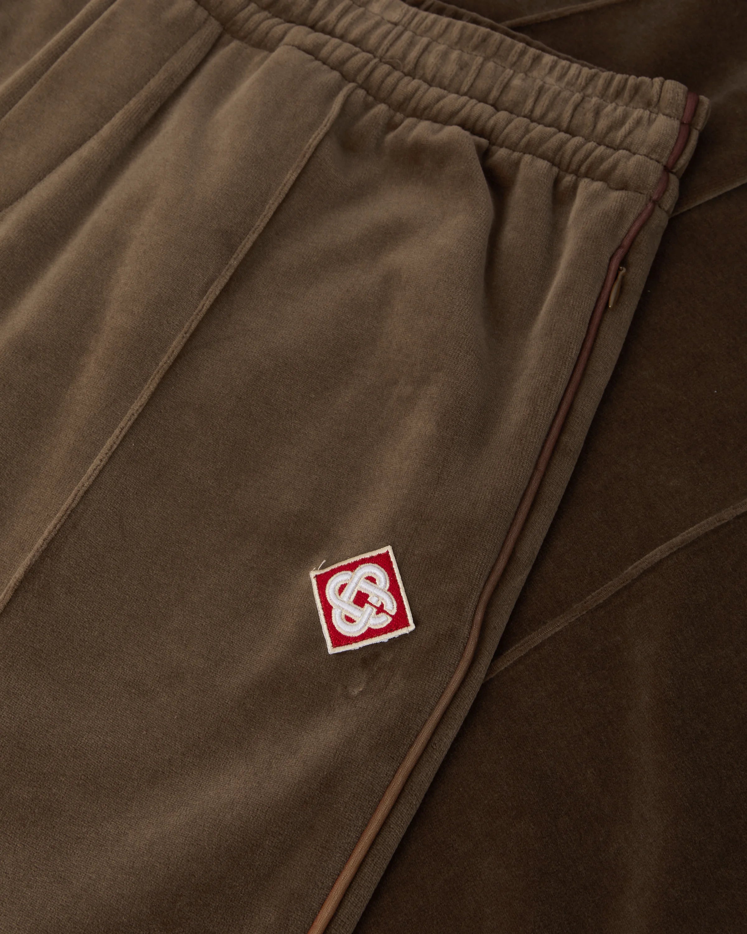 Dark Brown Velour Track Pants