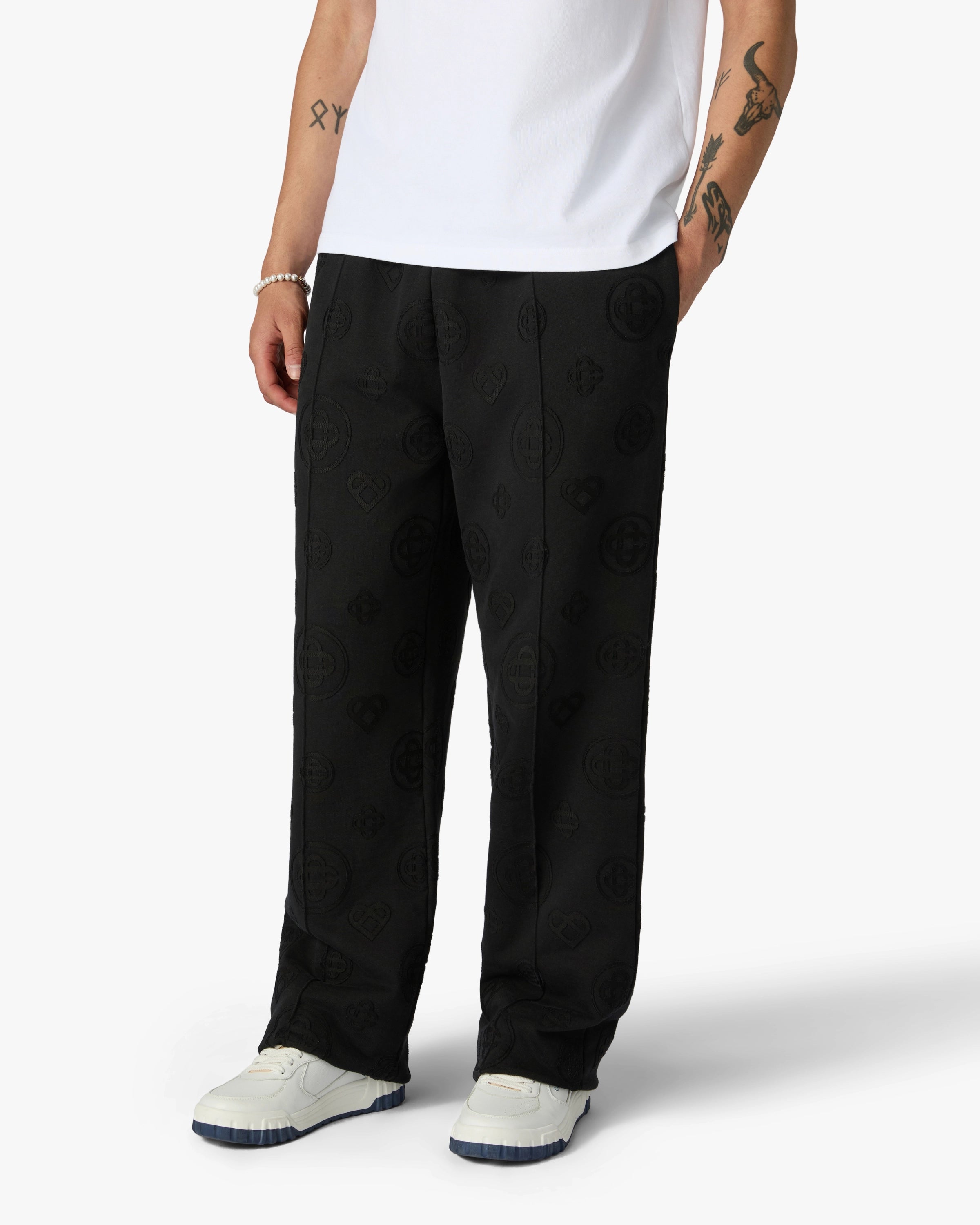 Black Applique Monogram Sweatpants