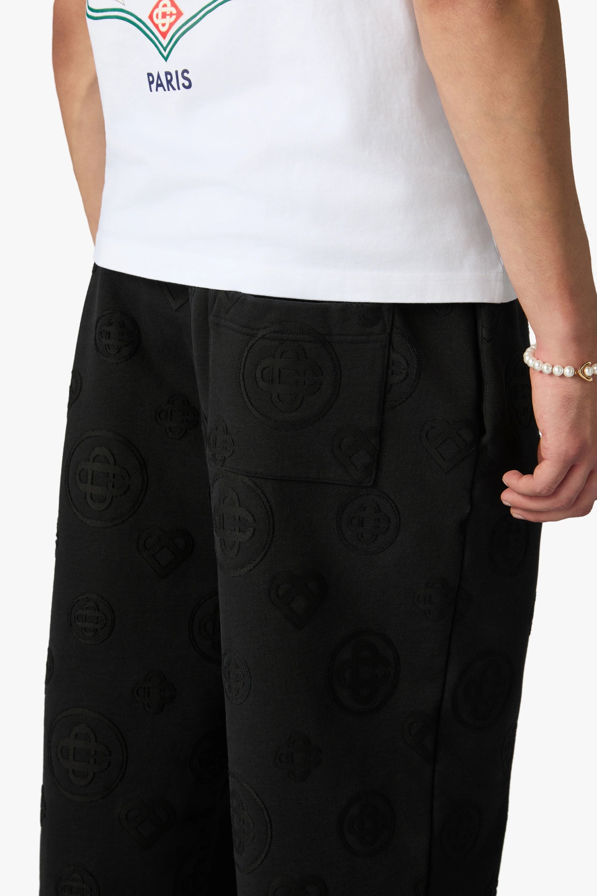 Black Applique Monogram Sweatpants