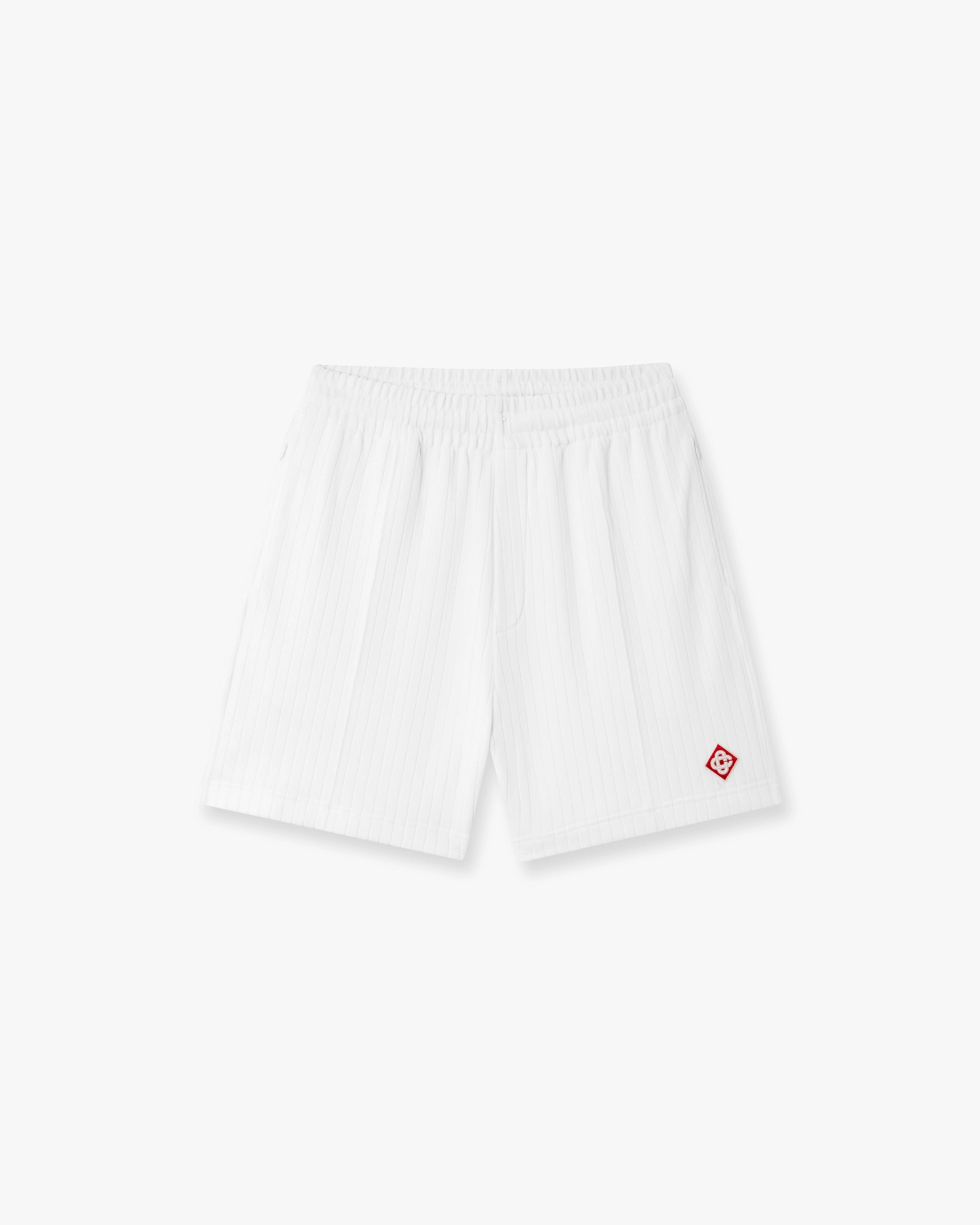 White Striped Velour Shorts