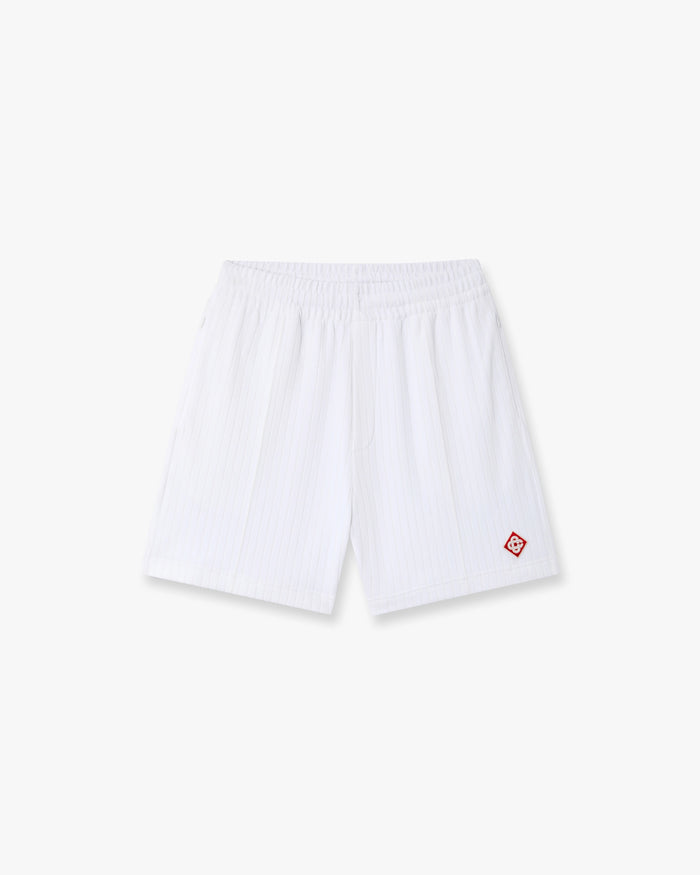 White Striped Velour Shorts