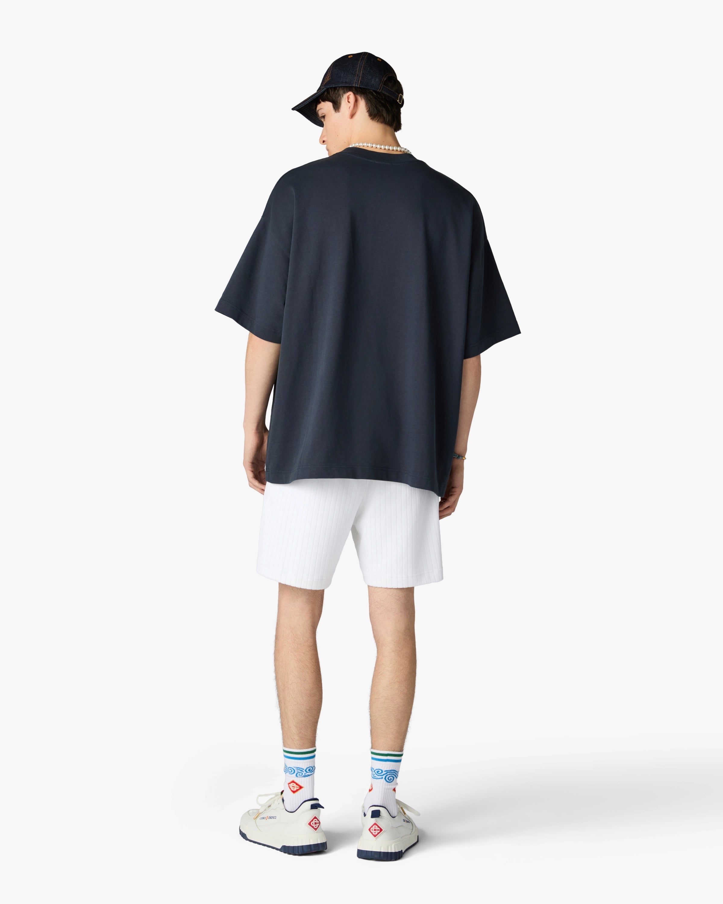 White Striped Velour Shorts