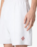 White Striped Velour Shorts