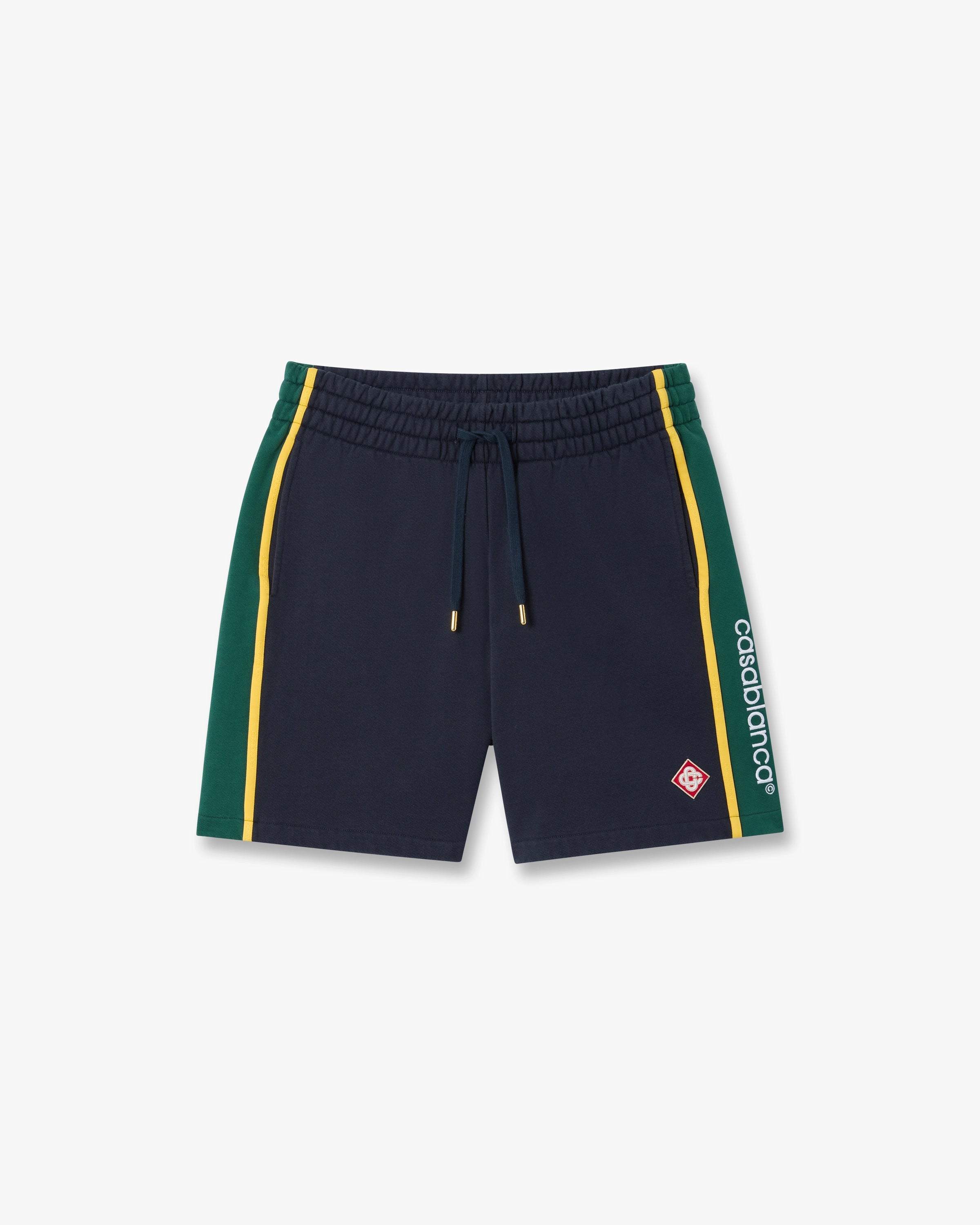 Navy & Green Panelled Sweatshorts