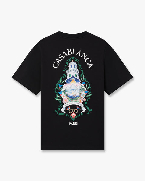 Black Hotel Emblem Short Sleeve T-Shirt | Casablanca Paris