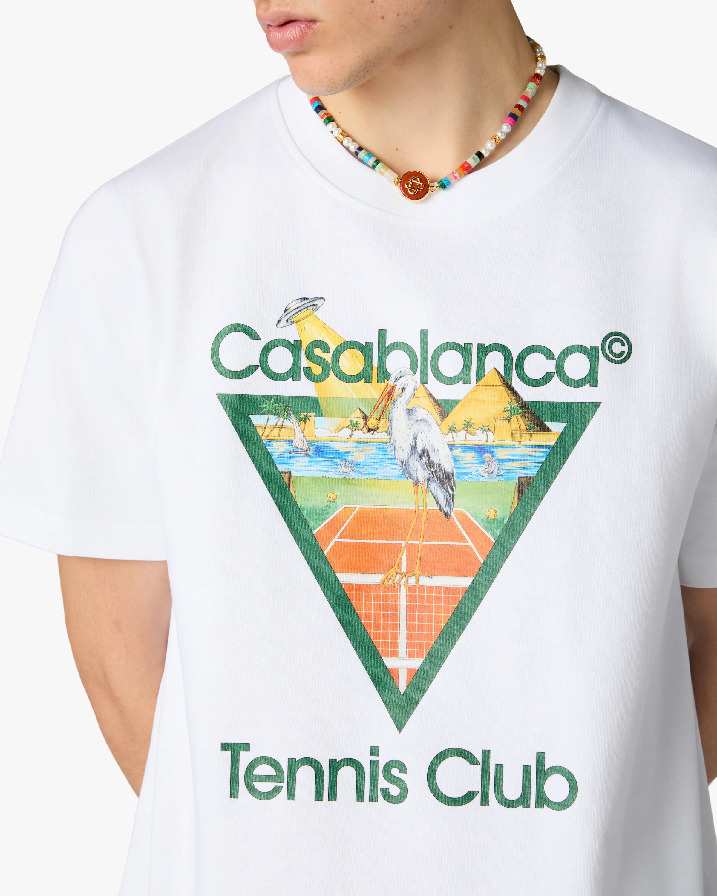 White Tennis Club Icon Pyramid Abduction Short Sleeve T-Shirt
