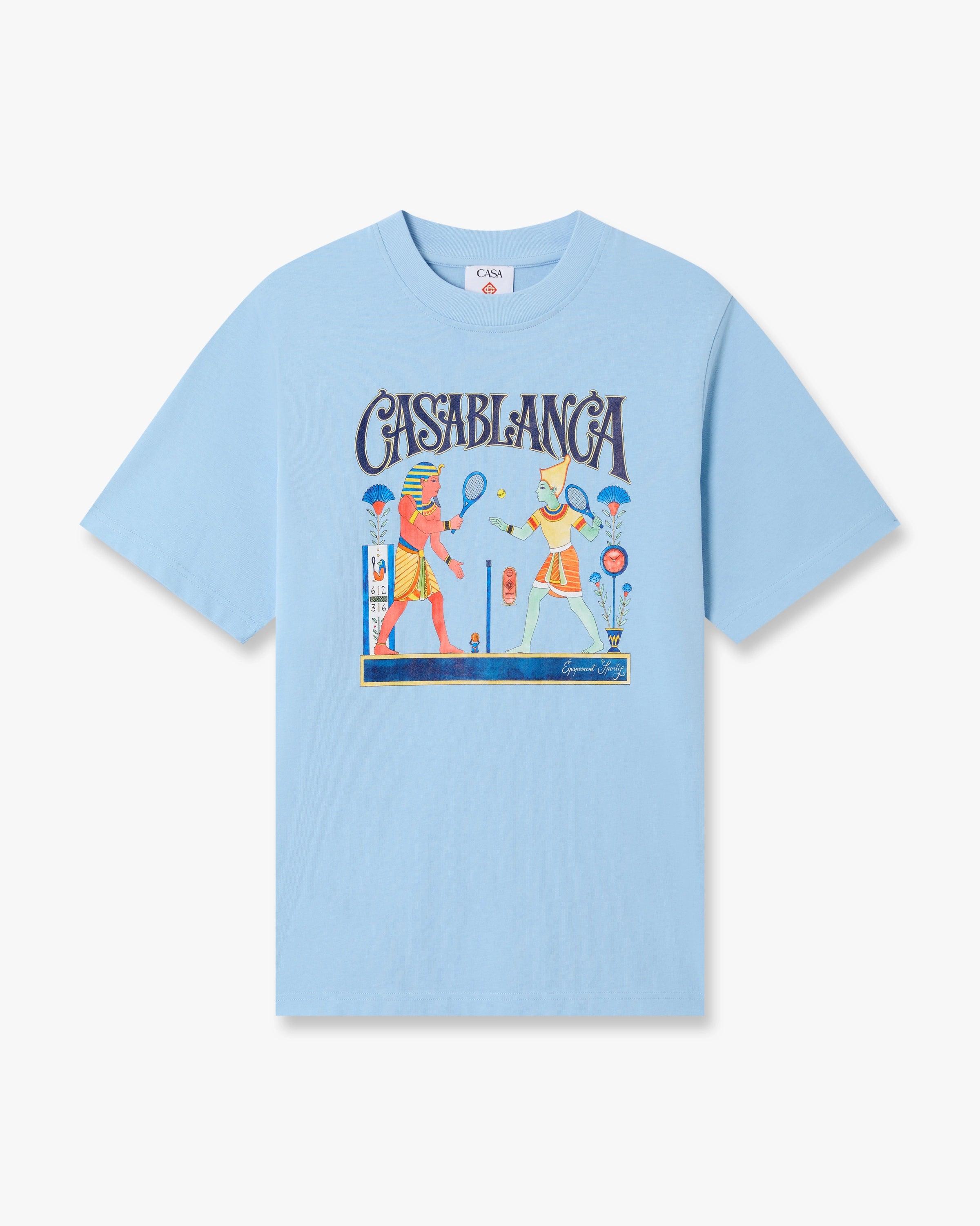 Light Blue Egyptian Tennis Match Short Sleeve T-Shirt | Casablanca