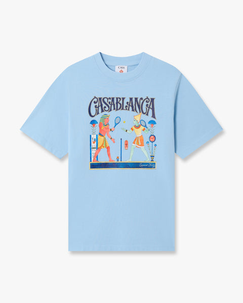 Light Blue Egyptian Tennis Match Short Sleeve T-Shirt | Casablanca