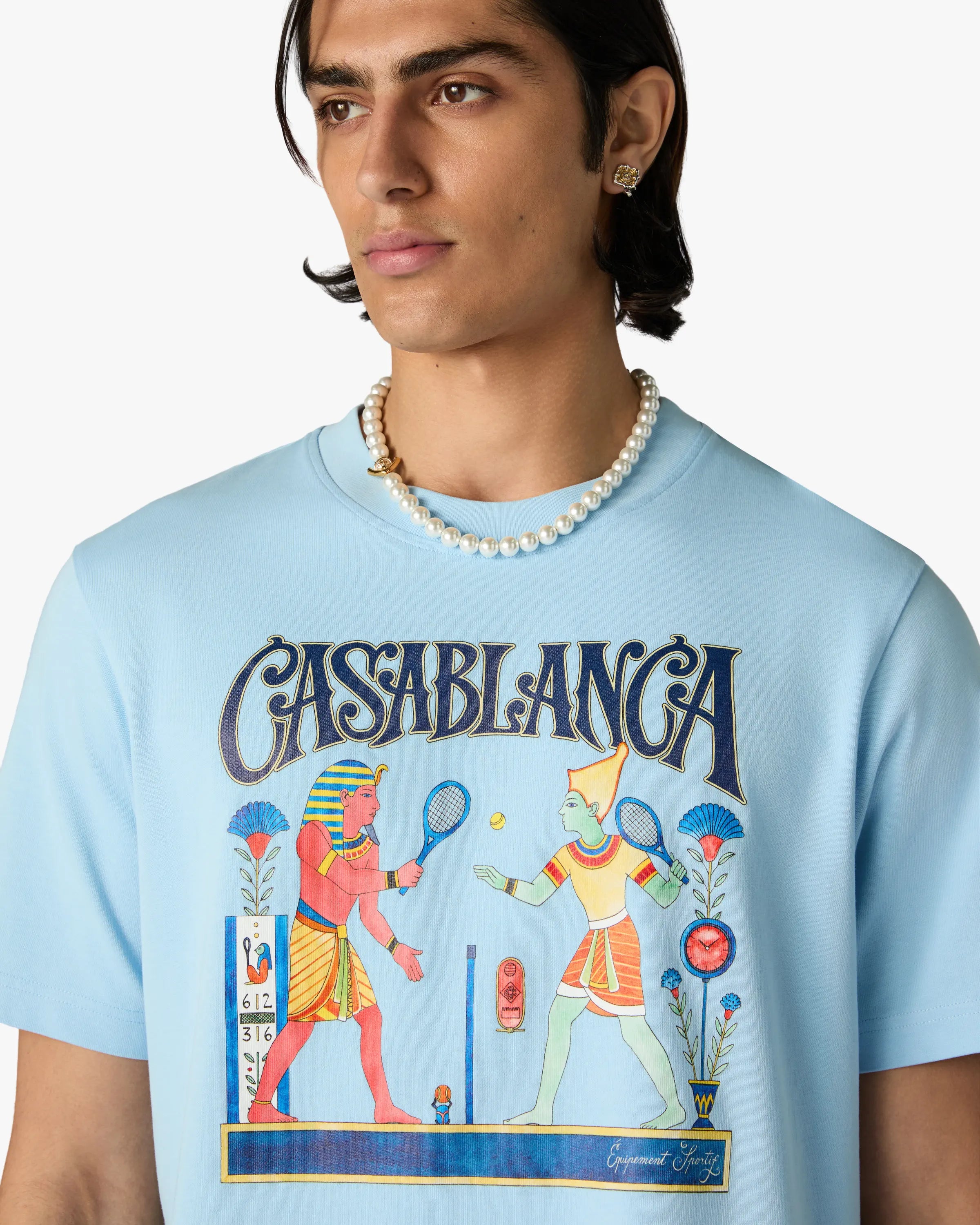Light Blue Egyptian Tennis Match Short Sleeve T-Shirt