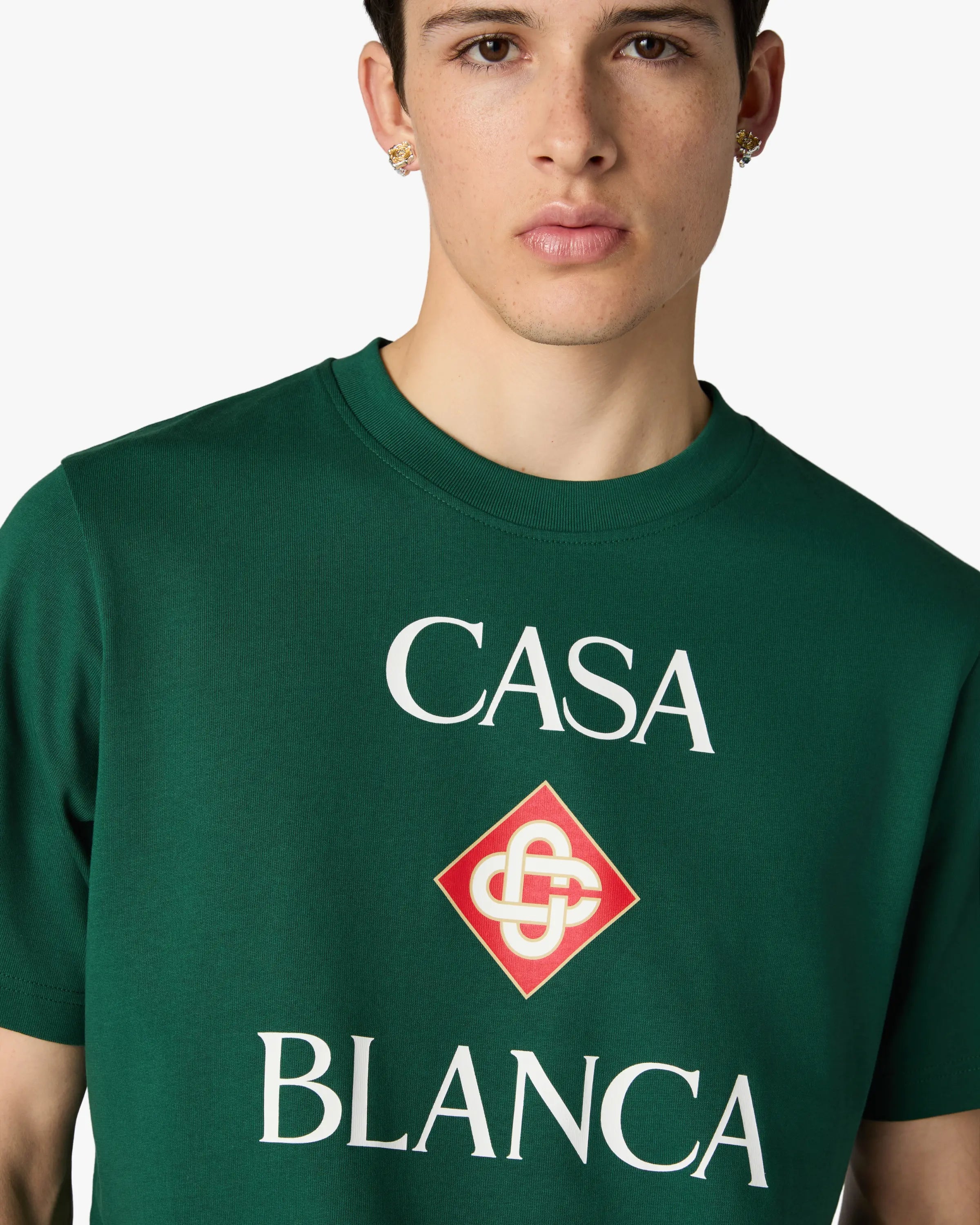 Green Casablanca Diamond Logo Short Sleeve T-Shirt