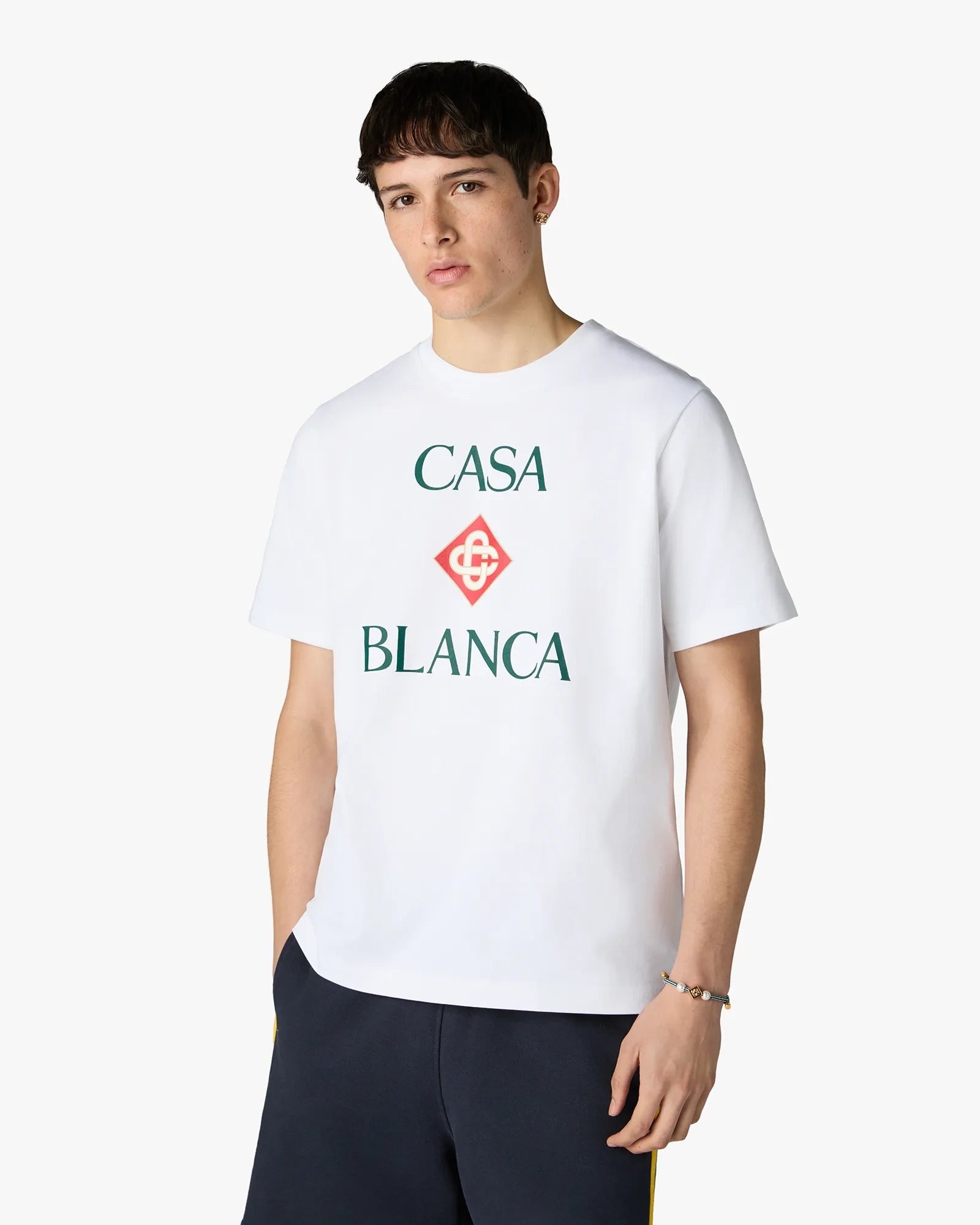 White Casablanca Diamond Logo Short Sleeve T-Shirt