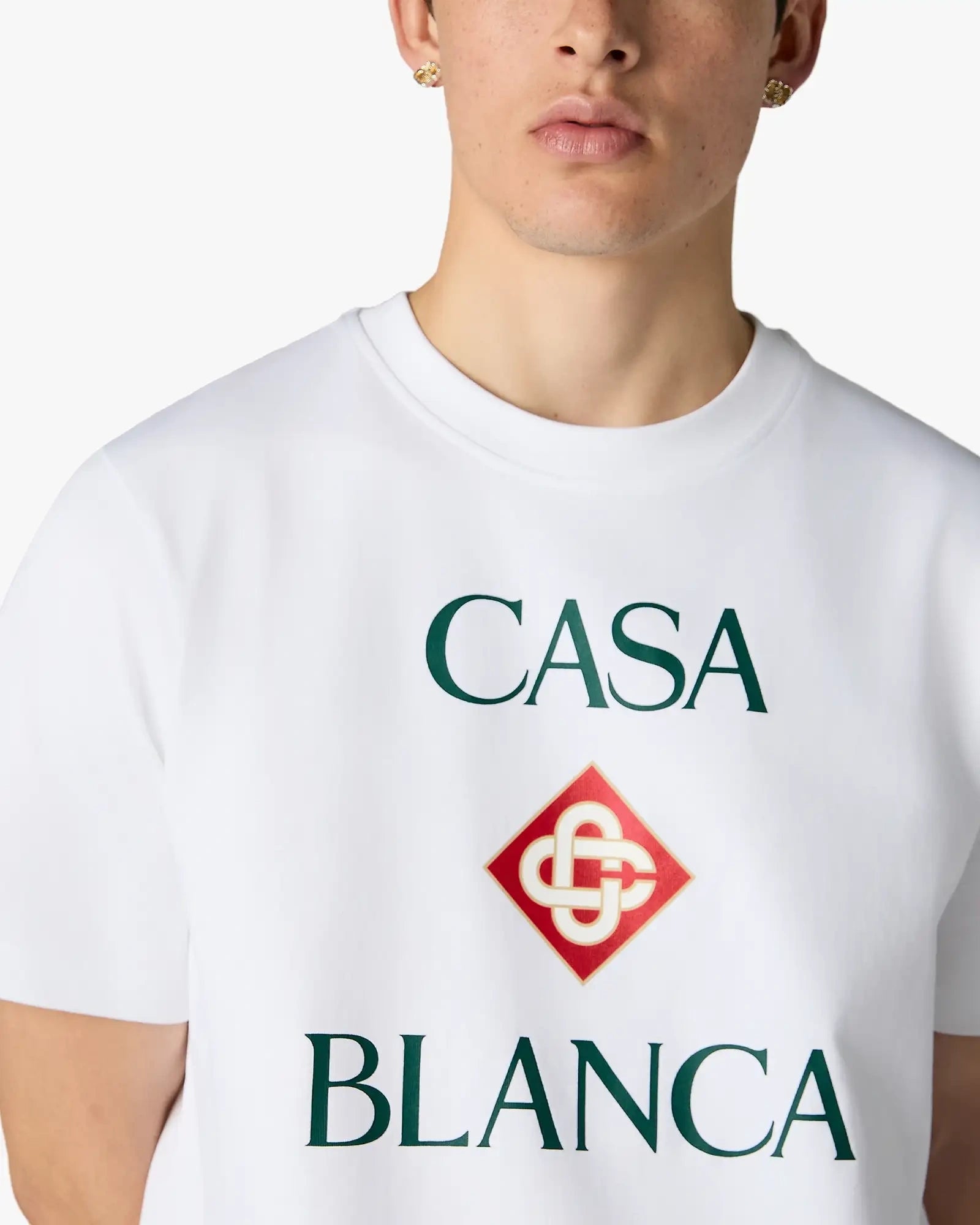 White Casablanca Diamond Logo Short Sleeve T-Shirt