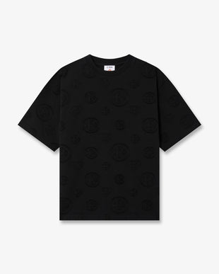 Black Applique Monogram Oversized Short Sleeve T-Shirt