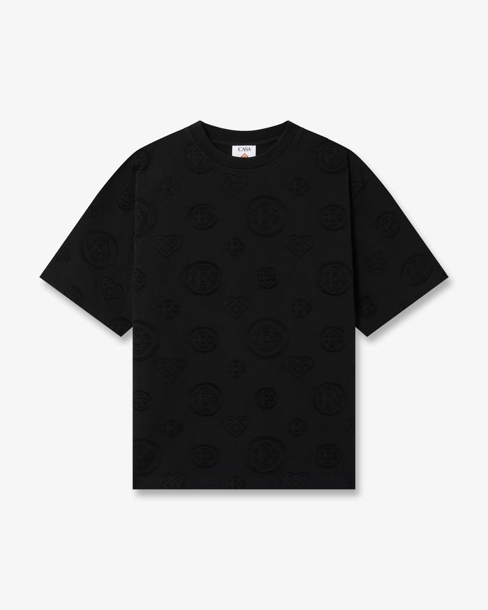 Black Applique Monogram Oversized Short Sleeve T-Shirt