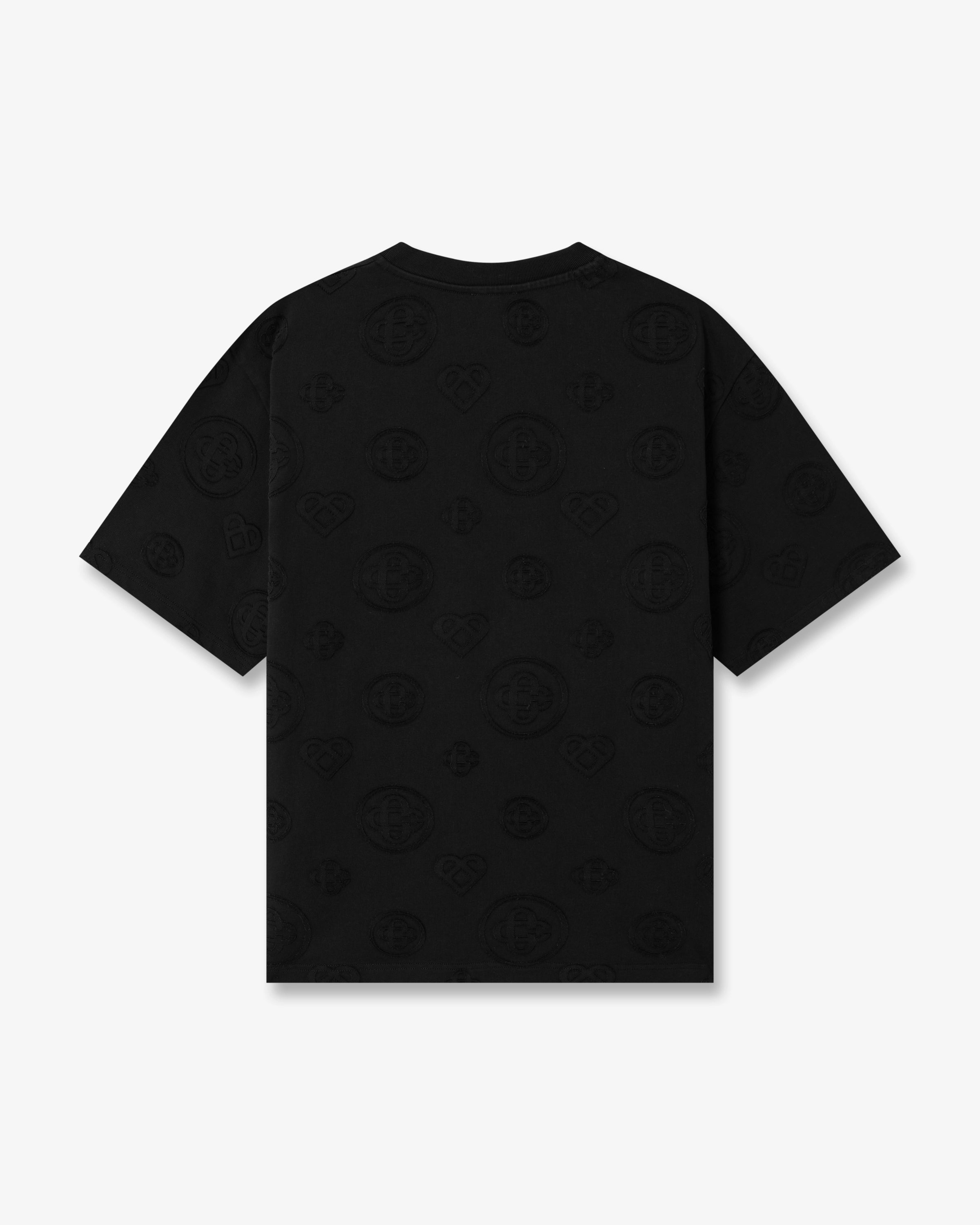Black Applique Monogram Oversized Short Sleeve T-Shirt