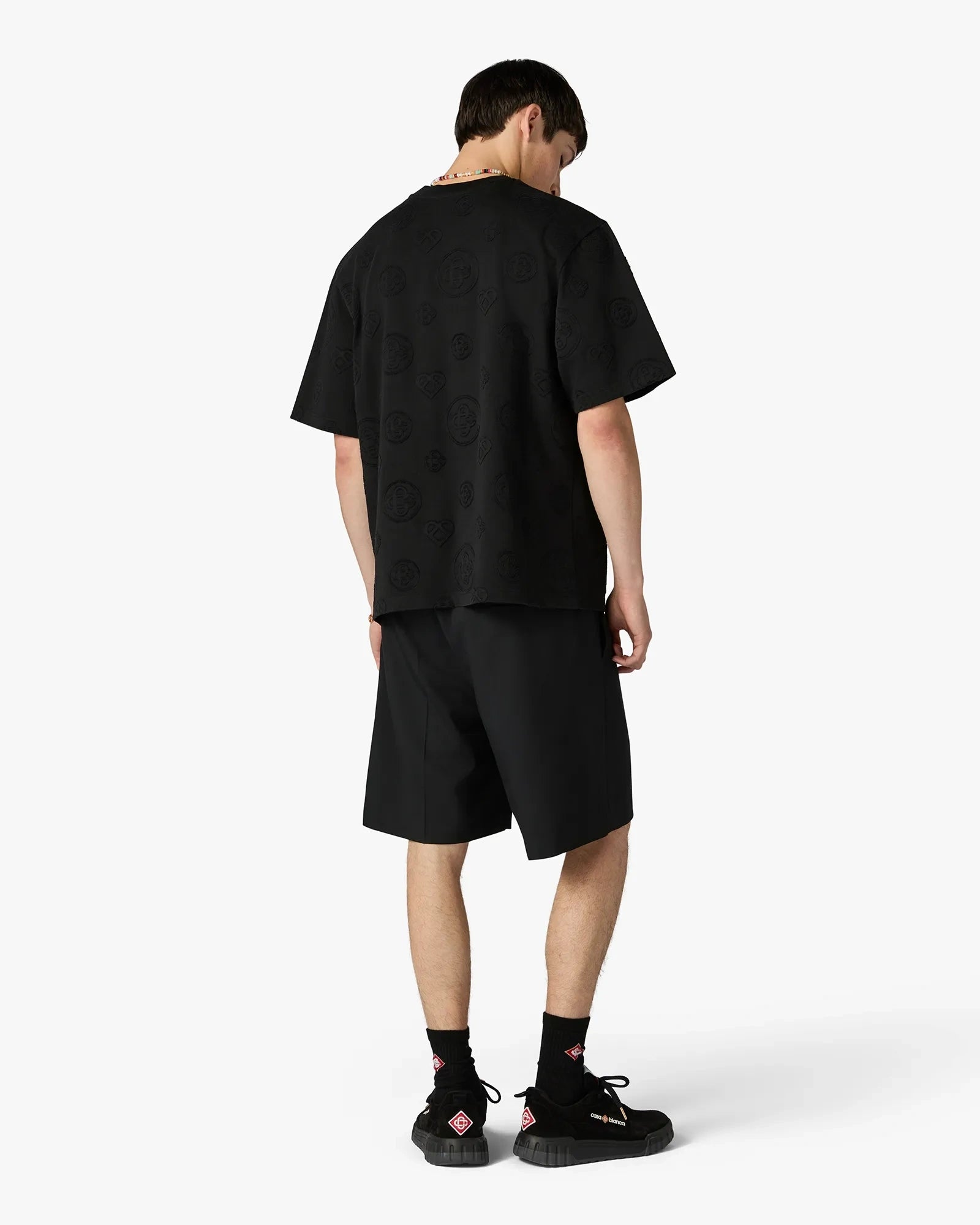 Black Applique Monogram Oversized Short Sleeve T-Shirt