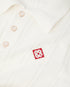 White Boucle Long Sleeve Polo Shirt