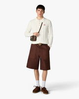 White Boucle Long Sleeve Polo Shirt