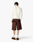 White Boucle Long Sleeve Polo Shirt