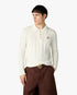 White Boucle Long Sleeve Polo Shirt
