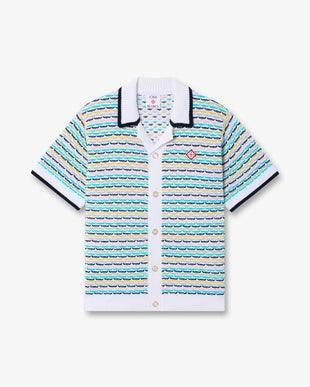Multicolour Crochet Tuck Stitch Short Sleeve Shirt