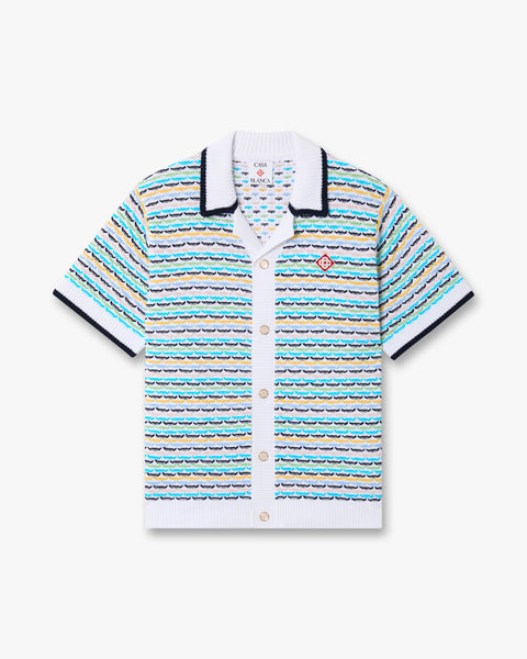 Multicolour Crochet Tuck Stitch Short Sleeve Shirt | Casablanca Paris